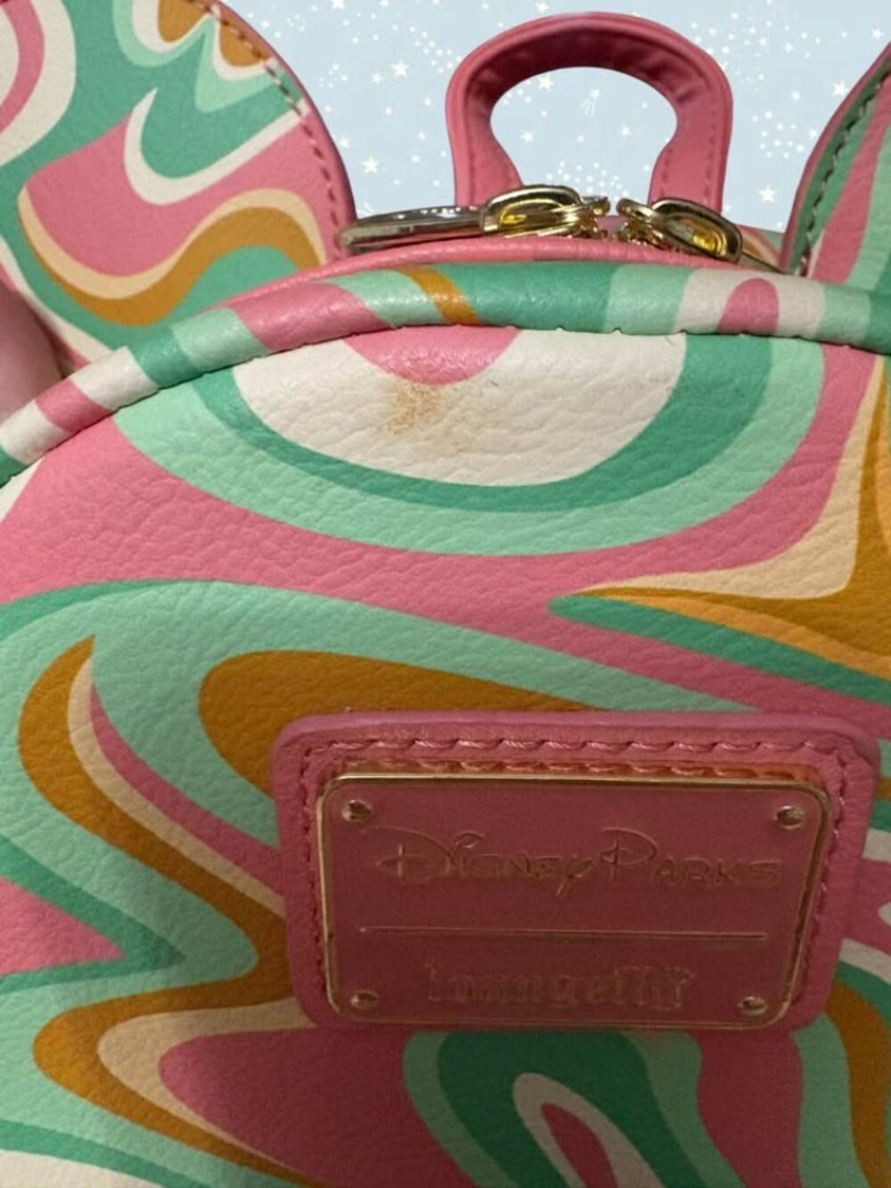 Loungefly Disney Parks Mickey Mouse Ear Swirl Mini Backpack - Picture 7 of 8